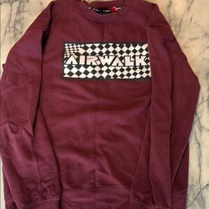 Airwalk Red Crewneck Sweater Checkered Graphic